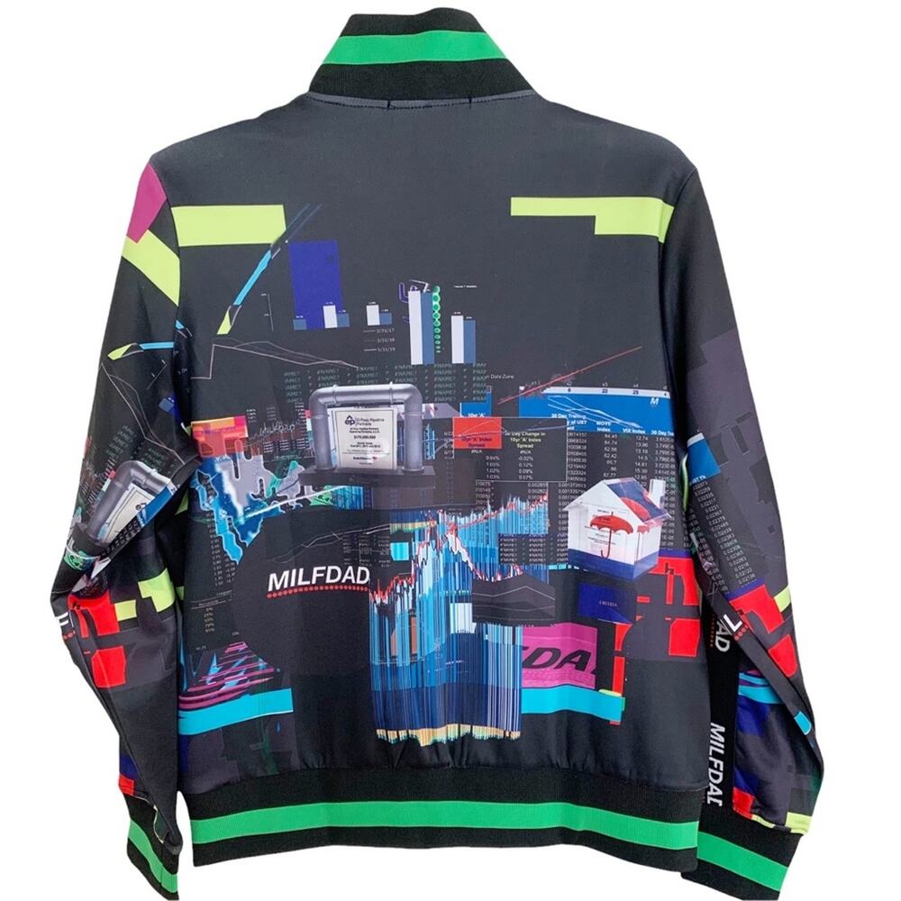 Milfdad Black Spreadsheet Track Jacket Small Ecle… - image 4